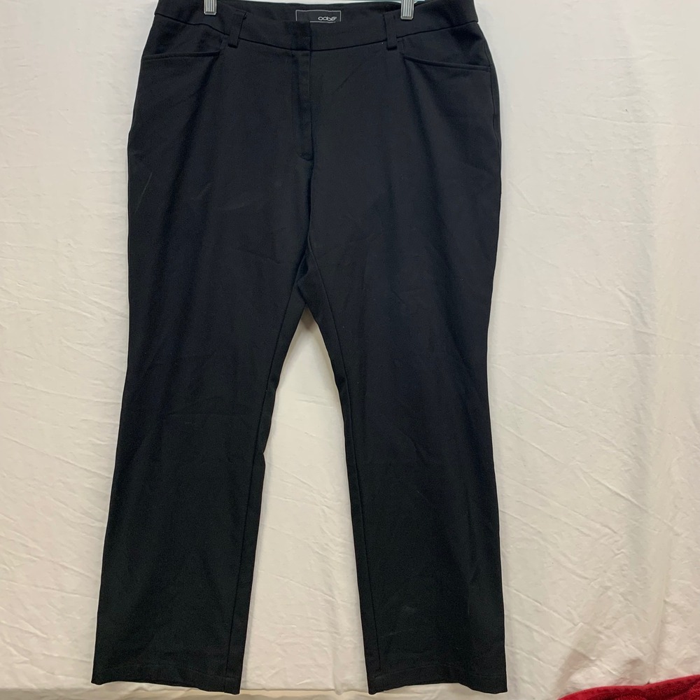 Oobe Womens Black Straight Leg Dress Pants Slacks Size 14/31 Professional Work